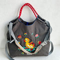 CouldNook Little Yellow Duck Cross Stitch Embroidery Shopping Bag - Everyday Market Accent