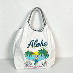 CouldNook Aloha Hawaii Scenery Embroidery Shopping Bag - Everyday Market Accent
