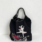 CouldNook Ballet Bunny Rose Embroidery Tote Bag - Everyday Market Accent