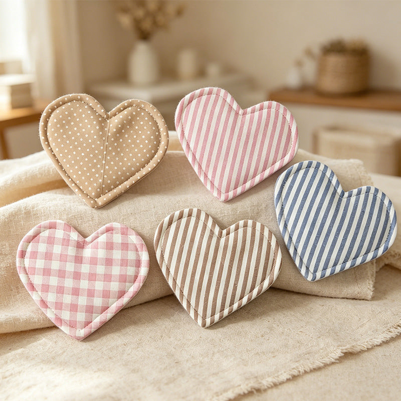 CouldNook Heart Plaid Coaster - Aesthetic insulated Fabric Mat