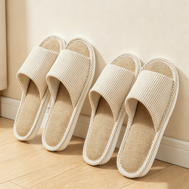 CouldNook Textured Airy Stripe Home Slippers - Practical Room Accent