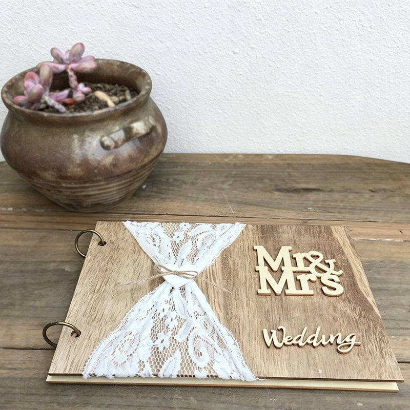 CouldNook Wedding Lace Guest Book - Wedding Guest Book with Lace Detail