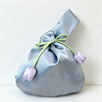 CouldNook Tulip Satin Wrist Bag - Aesthetic Floral Gift Pouch
