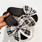 CouldNook Crochet-Look Bow Open Toe Slippers - Airy Home Accent