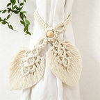 CouldNook Macrame Dual Leaf Curtain Tieback - Window Door Drape Accent Decor