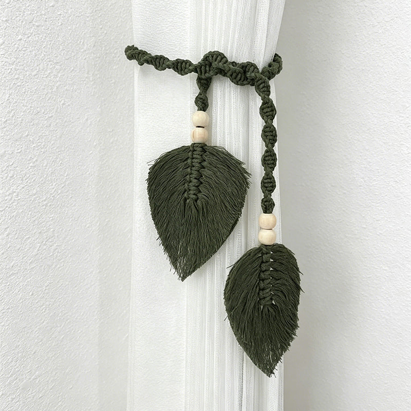 CouldNook Leaf Macrame Curtain Tieback - Soft Window Accent