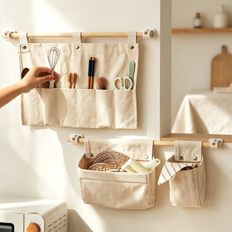 CouldNook Hanging Canvas Pocket Organizer Bag - Small Space Helper
