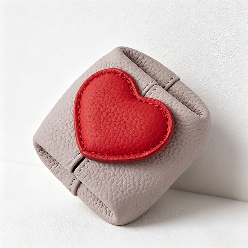 CouldNook Heart Accent Faux PU Mini Pouch - Earbud Case