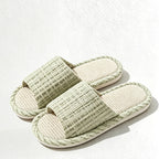 CouldNook Woven Straw-Look Open Toe Slippers - Natural Home Accent