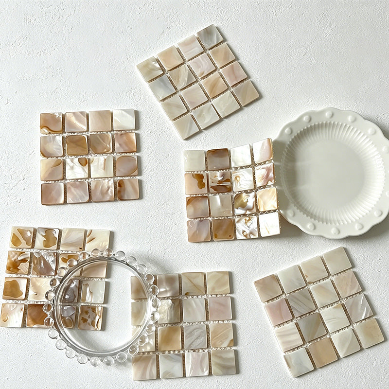 CouldNook Natural Shell Mosaic Coaster - Aesthetic insulated Table Mat