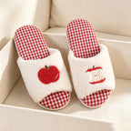 CouldNook Checked Apple Motif Home Slippers - Cozy Corner Accent