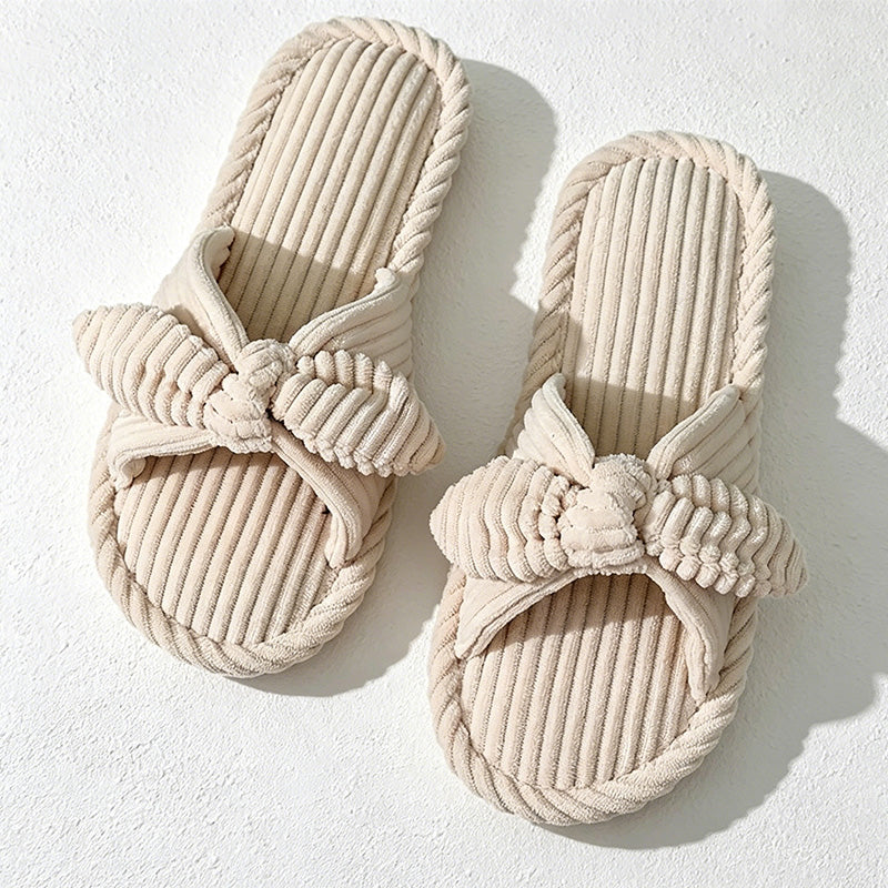 CouldNook Bow Accent Open Toe House Slippers - Bedroom Display Accent
