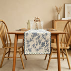 CouldNook Blue Floral Table Runner - Aesthetic Cotton-Linen Decor