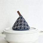 CouldNook Denim Triangular Pot Cap - Aesthetic Embroidered Handle Cover