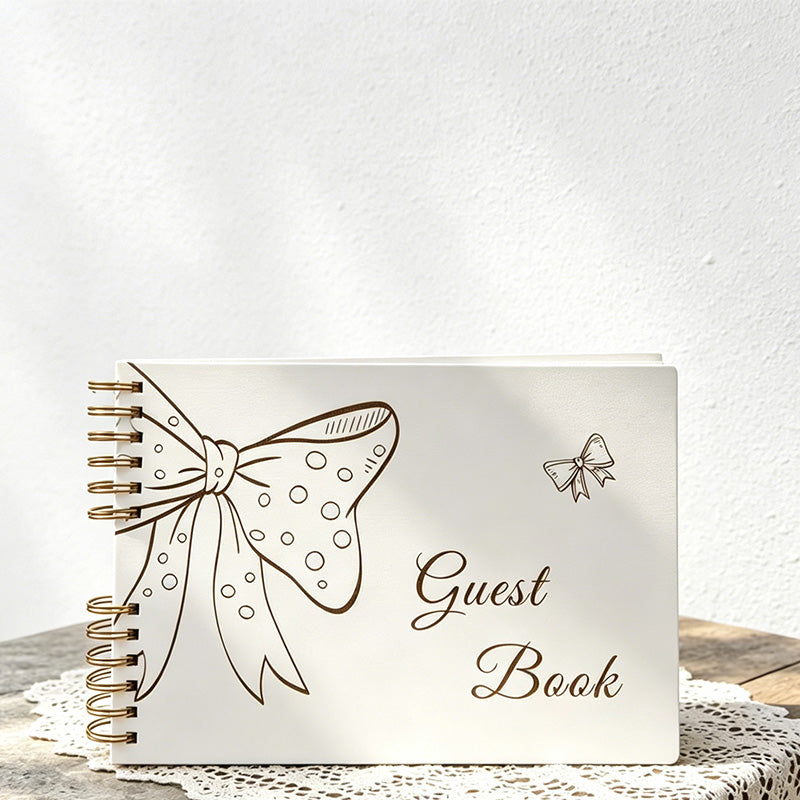 CouldNook Laser Engraved Guest Book - Bow Spiral Bound Notebook