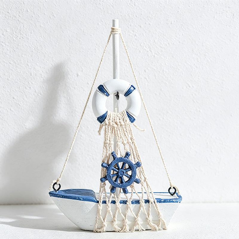 CouldNookMediterranean Wooden Sailboat Model - Nautical Table Decor Ornament