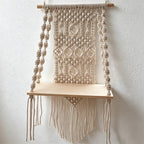 CouldNook Macrame Wooden Wall Shelf - Wall Accent Decor