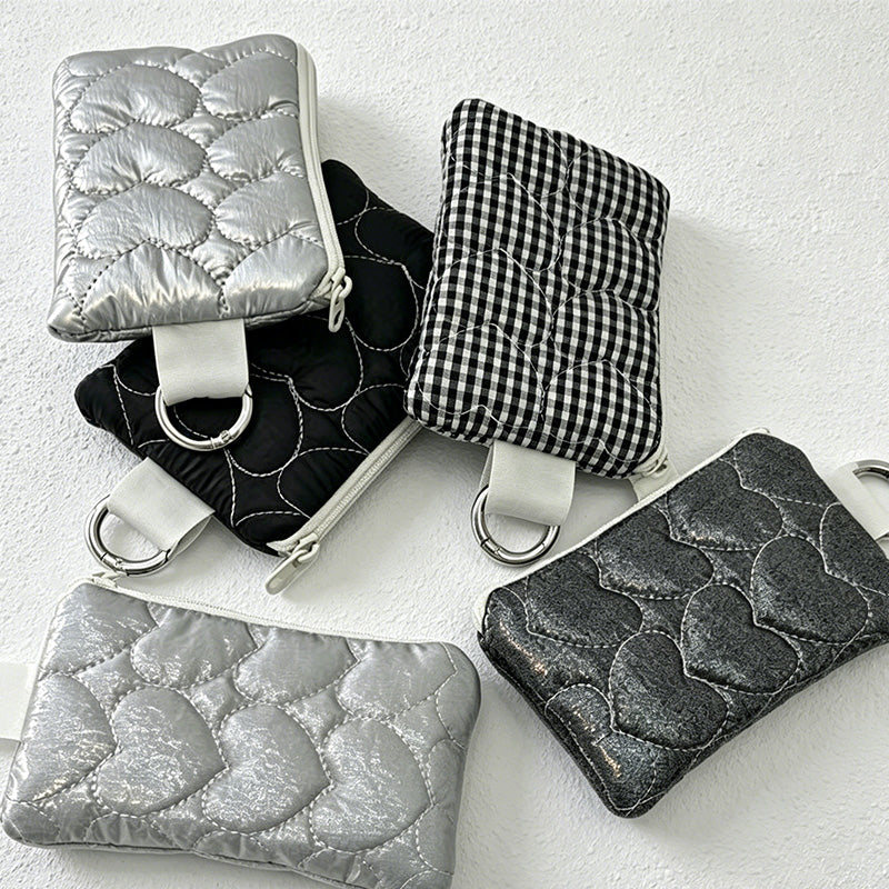CouldNook Mini Quilted Heart Purse - Aesthetic Portable Card Case