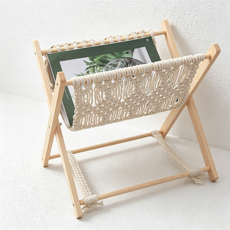 CouldNook Macrame Wood Storage Rack - Home Organizer Decor