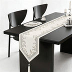 CouldNook Retro French Vintage Floral Table Runner - Luxury V-Shape Tassel Mat