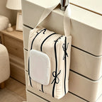 CouldNook Stripe Bow Quilted Wipe Bag - Aesthetic Portable Storage