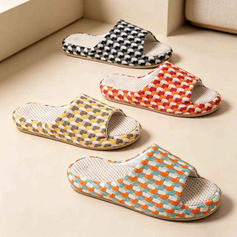 CouldNook Checker Band Home Slippers - Everyday Use Accent