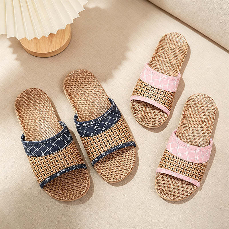 CouldNook Flax-Look Cross Strap House Slippers - Natural Indoor Accent