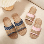 CouldNook Flax-Look Cross Strap House Slippers - Natural Indoor Accent