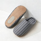 CouldNook Linen-Look House Slippers - Striped Indoor Slides