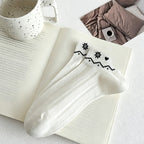 CouldNook Ruffled Cuff Heart Floral Socks - Sweet Mesh Socks