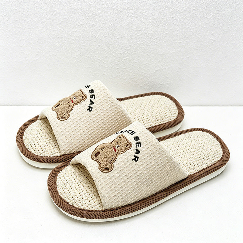 CouldNook Bear Dog Open Toe Slippers - Warm Indoor Accent