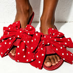 CouldNook Rosette Bow Plush Open Toe Slippers - Warm Home Accent