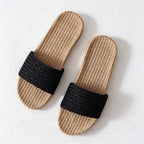 CouldNook Flax-Look Cross Strap Slide Slippers - Soft Home Accent