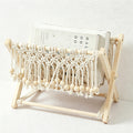 CouldNook Macrame Floor Storage Basket - Wood Bead Organizer