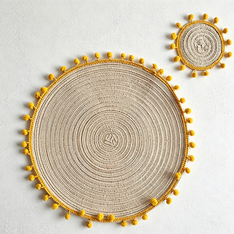 CouldNook Cotton Ball Woven Placemat - Aesthetic Luxe Table Mat