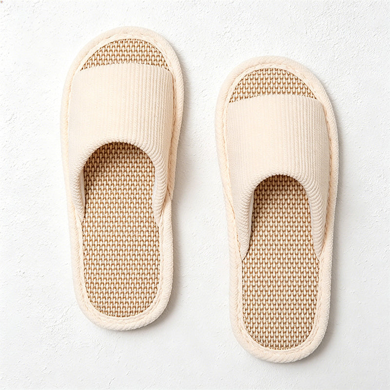 CouldNook Soft Padded Linen-Look House Slippers - Calm Indoor Accent