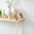 CouldNook Macrame Hanging Wall Shelf - Wooden Display Rack