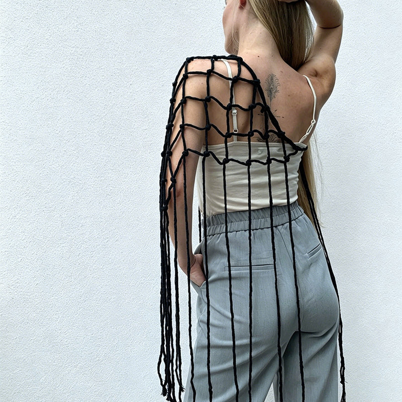 CouldNook Macrame Fringe Vest Cover - Layered Styling Accent (小胡0611-8BW6JBT95)-ok