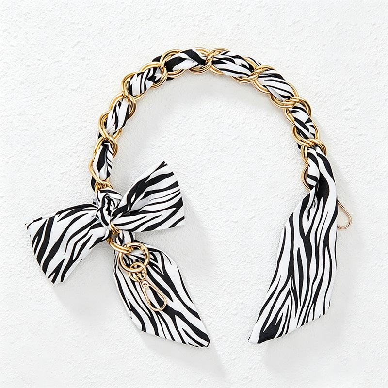 CouldNook 16.54'' Black Series Pattern Bow Chain Bag Strap - Everyday Accent