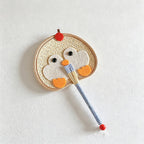 CouldNook Hand-Woven Straw Hand Fan - Cartoon House & Penguin Handheld Fan