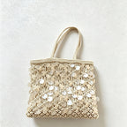 CouldNook Woven Hollow-Out Tote Bag - Large Capacity Knitted Shoulder Bag