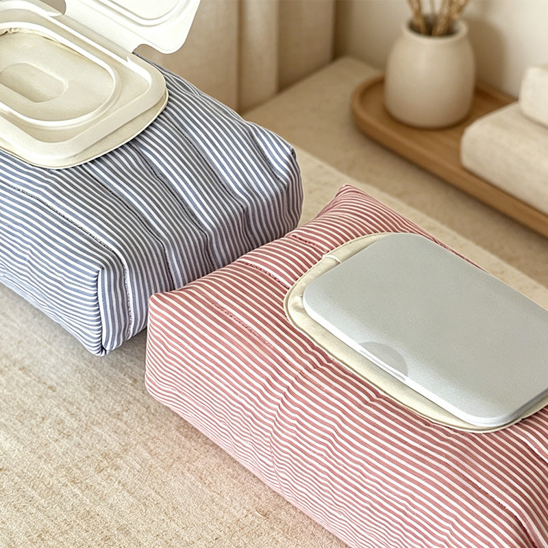 CouldNook Quilted Stripe Tissue Bag - Aesthetic Portable Fabric Case