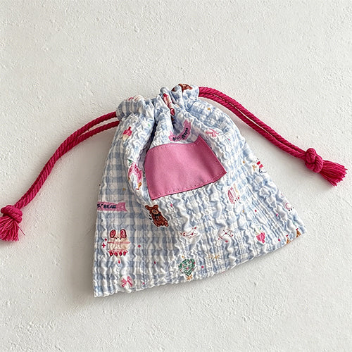CouldNook Cake Bear Drawstring Bag - Soft Portable Accessory Pouch