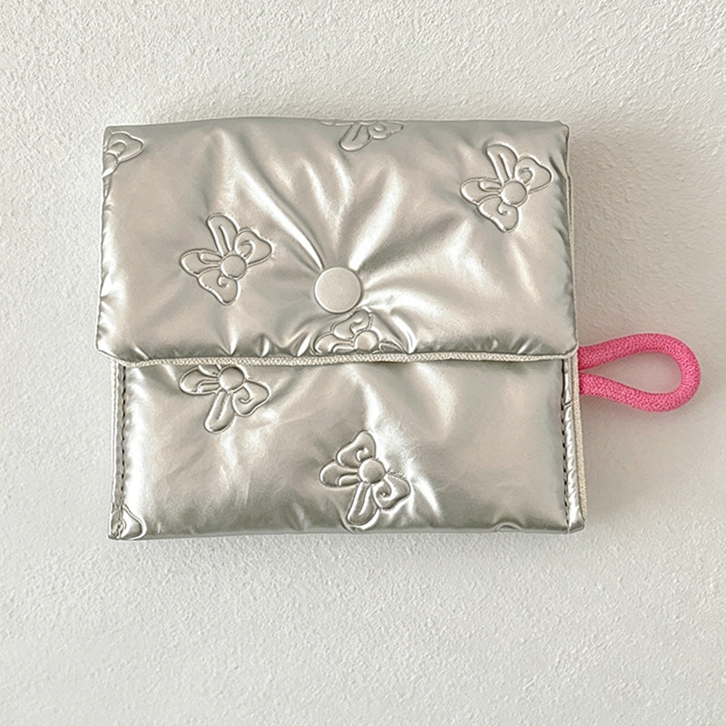 CouldNook Bow Embossed Mini Storage Pouch - Portable Makeup & Sanitary Bag