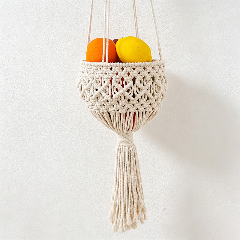 CouldNook Macrame Hanging Fruit Basket - Wall Storage Basket