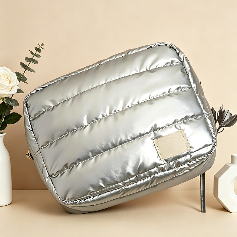 CouldNook Metallic Quilted Cosmetic Pouch - Vanity Storage Accent