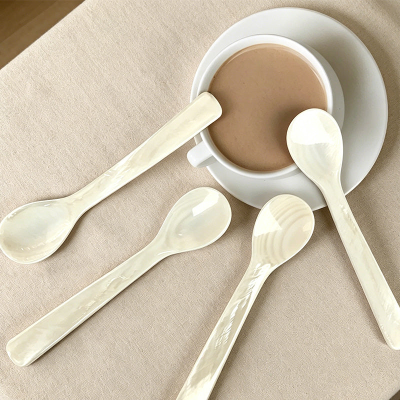 CouldNook Polished Shell Caviar Spoon - Aesthetic Coffee & Tea Stirrer