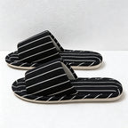 CouldNook Vertical Stripe Open Toe Slippers - Easy Indoor Accent