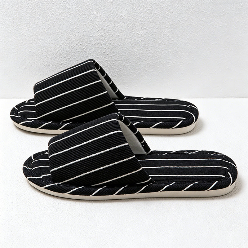 CouldNook Vertical Stripe Open Toe Slippers - Easy Indoor Accent