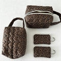 CouldNook Leopard Heart Makeup Bag Set- Aesthetic Quilted Canvas Case